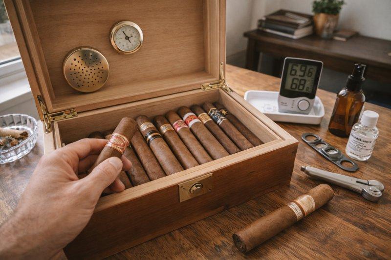Zu sehen ist das Bild 1 des Beitrags mit dem Thema: Lagerung und Pflege von Zigarren